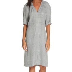 Lewit Houndstooth Deep Green and White Vneck Dress 18 NWOT